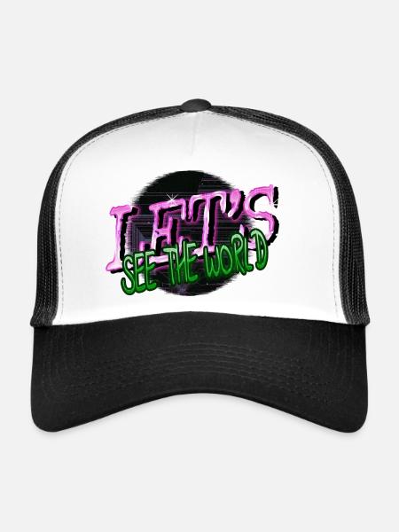 Présenter des pays lointains blagues déclaration - Casquette trucker  - blanc/noir - Devant