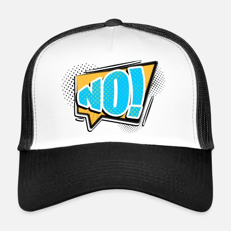 No! Comic Style Bubble Graffiti Lettering Trucker Cap