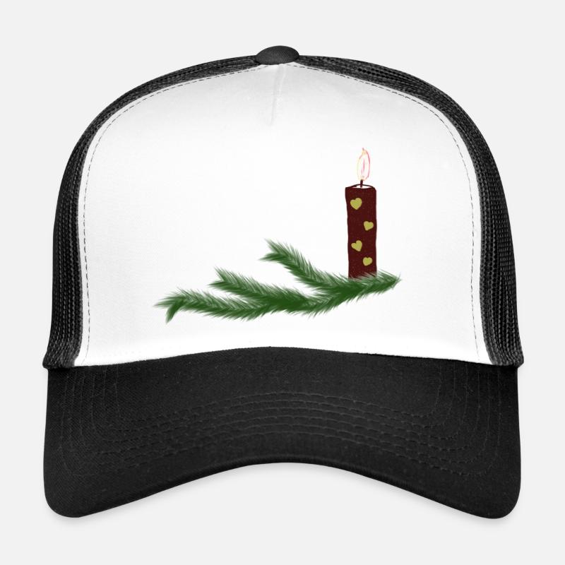 Festive Christmas candle with fir branches Trucker Cap