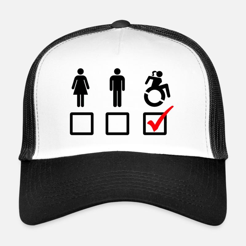 Diese weibliche Rollstuhlfahrerin ist geeignet # - Trucker Cap - Weiß/Schwarz