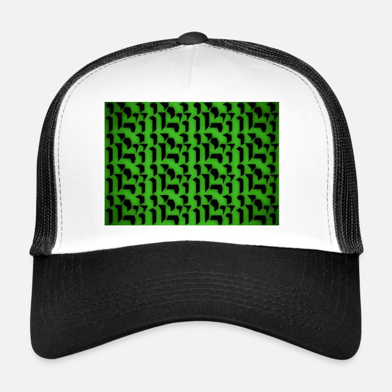 Deco pattern shapes and objects in green-black Trucker Cap