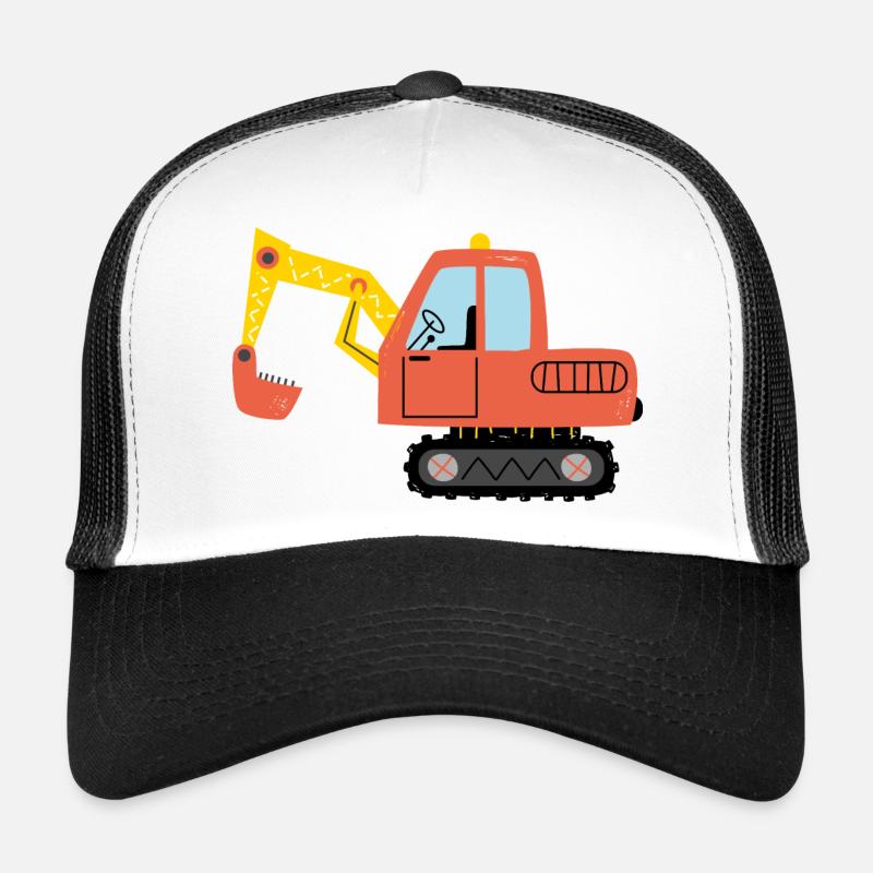 Baumaschinen Bagger Bagger Baustelle - Trucker Cap - Weiß/Schwarz