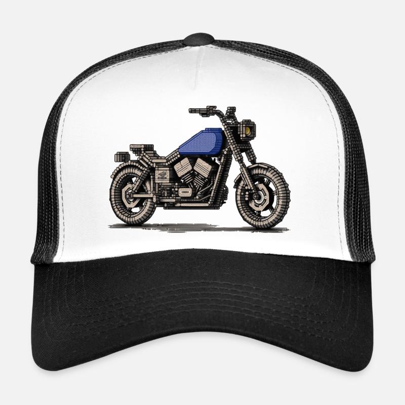 Chopper as a vintage motorcycle in pixel art Trucker Cap
