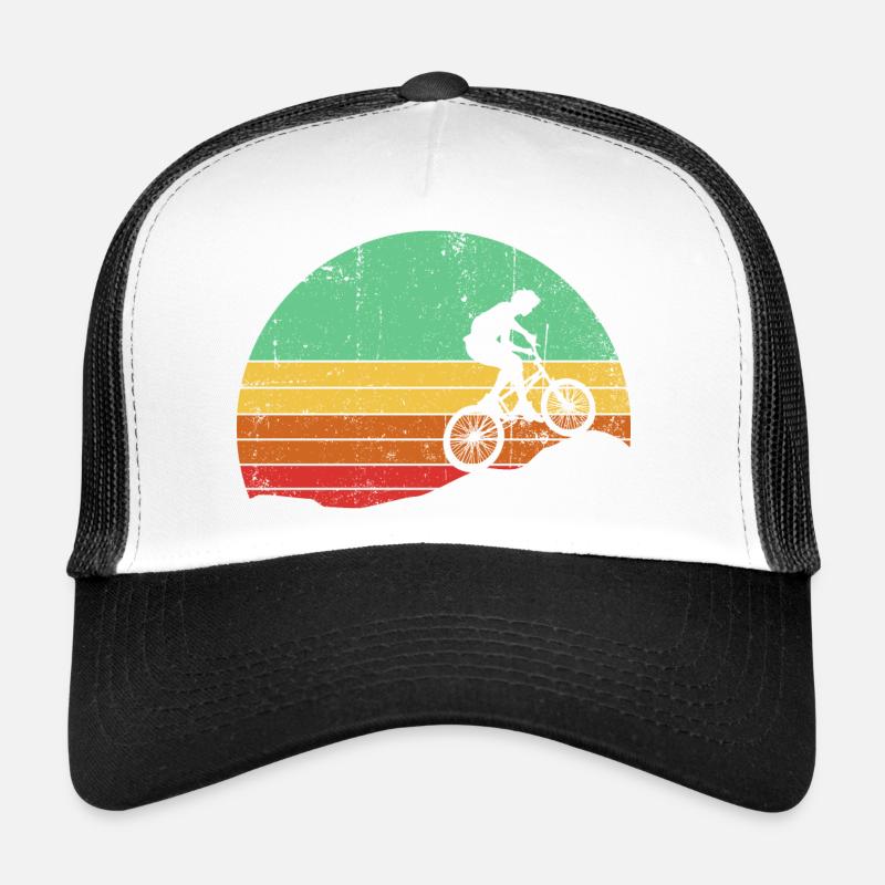 Silhouette de cycliste rétro au coucher du soleil Casquette trucker 