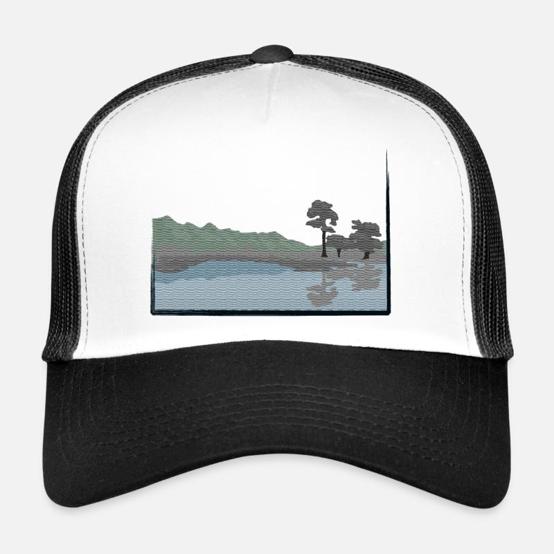 Paysage modifié avec lac Casquette trucker 