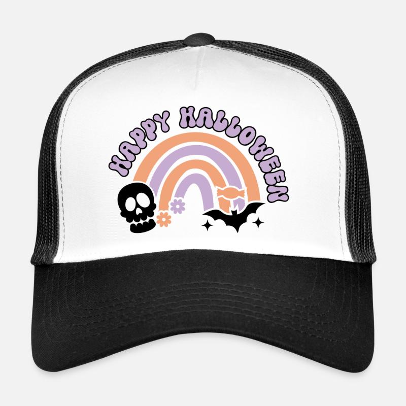 Fröhlicher Halloween-Regenbogen Trucker Cap