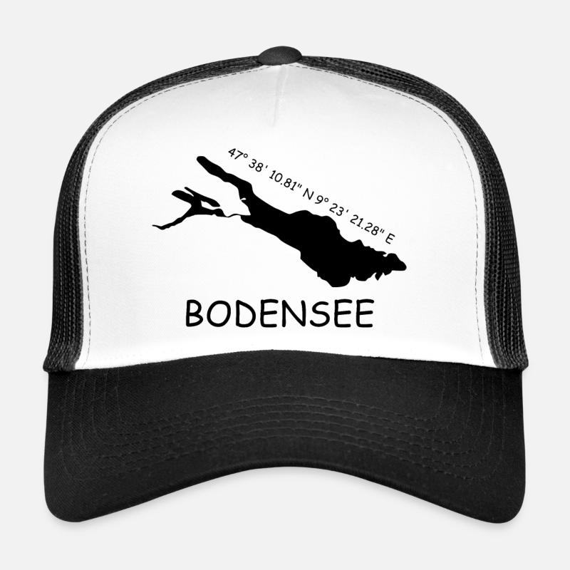 Bodensee Koordinaten - Trucker Cap - Weiß/Schwarz