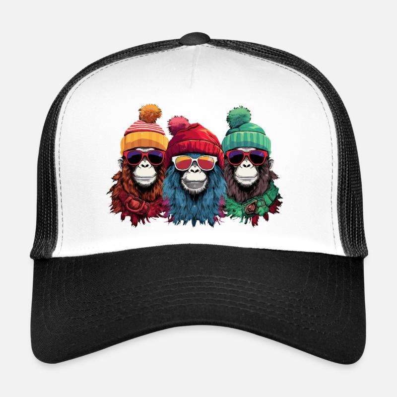 Ugly Christmas Monkeys - Trucker Cap - Weiß/Schwarz