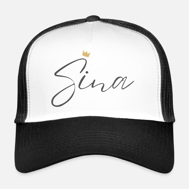 Prinzessin Sina Crown Hemd – Name mit Buchstabe S - Trucker Cap - Weiß/Schwarz