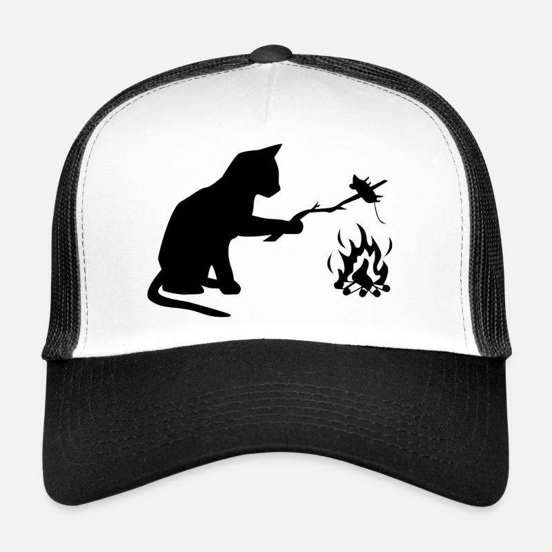 Chat au barbecue, camping, BBQ Casquette trucker 