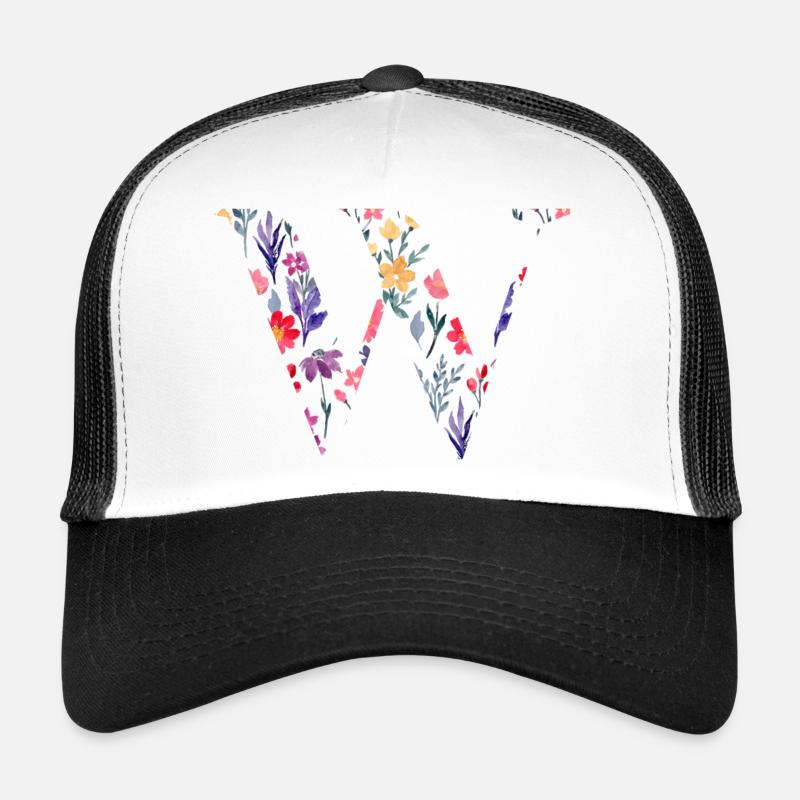 Blumen Personalisierter Buchstabe w - Geschenkidee Trucker Cap