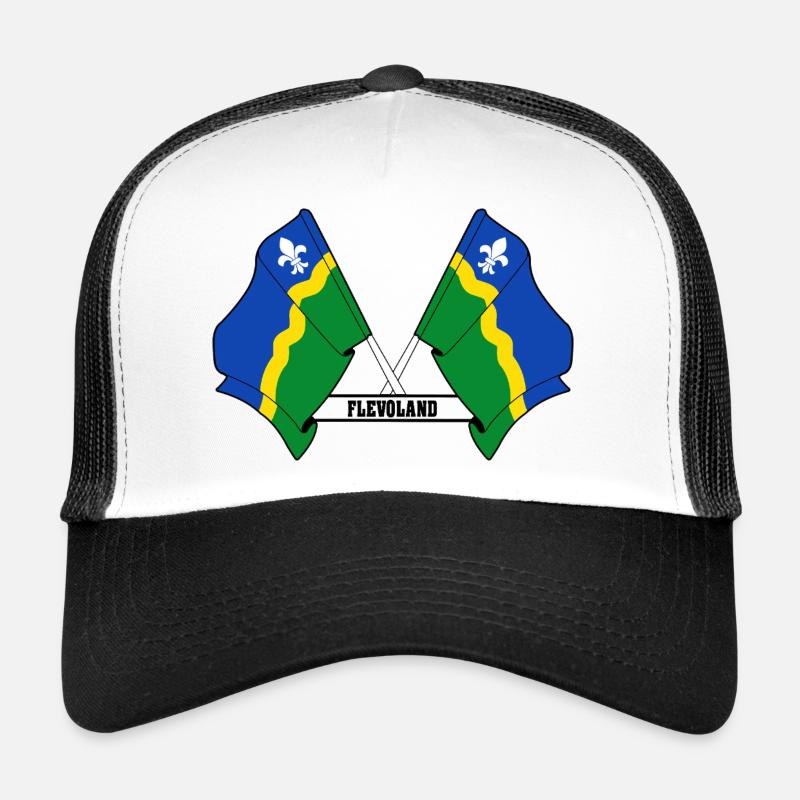 Deux drapeaux texte FLEVOLAND Casquette trucker 