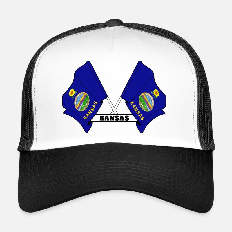 Zwei Flaggen mit dem Text KANSAS Trucker Cap
