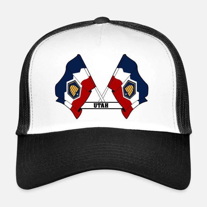 Two flags text UTAH Trucker Cap