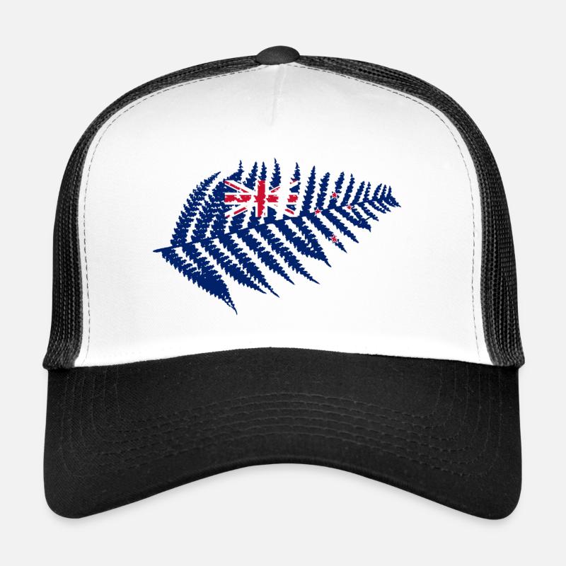 Fougère de Nouvelle-Zélande avec drapeau Casquette trucker 
