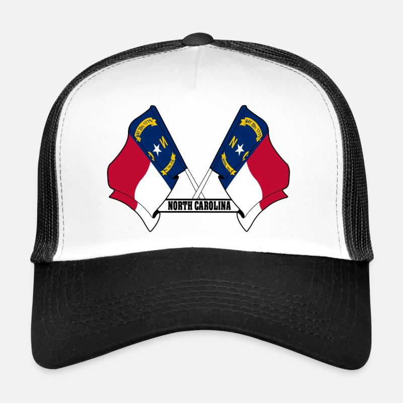 Two flags text NORTH CAROLINA Trucker Cap