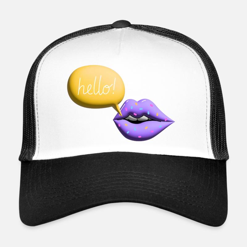 mund hello lippen retro 3d bunt Trucker Cap