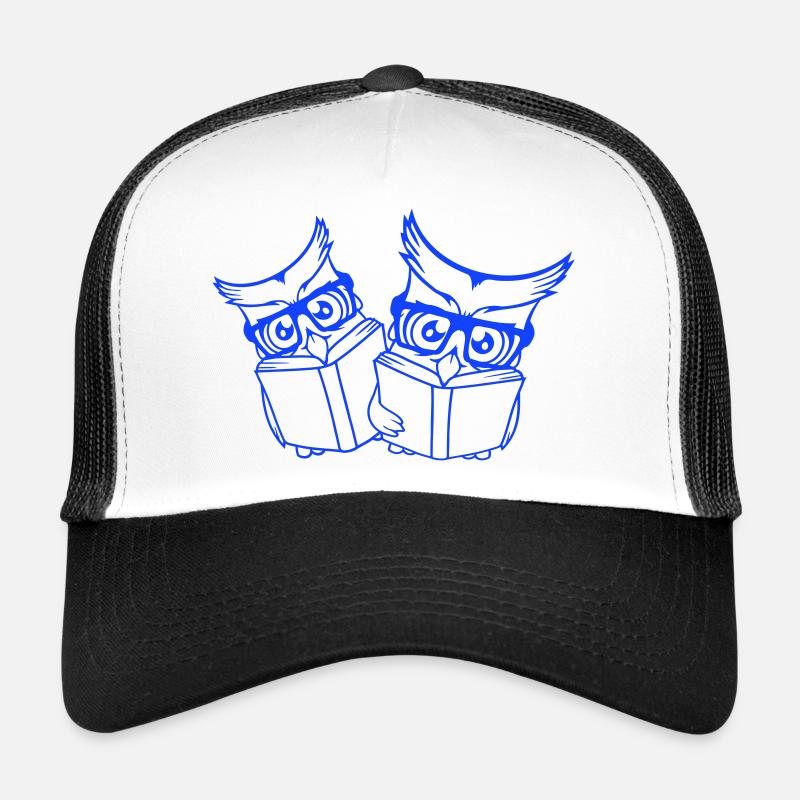 2 Owls Nerd Duo Geek Book Reading Eagle Owl Glasses Smart Trucker Cap