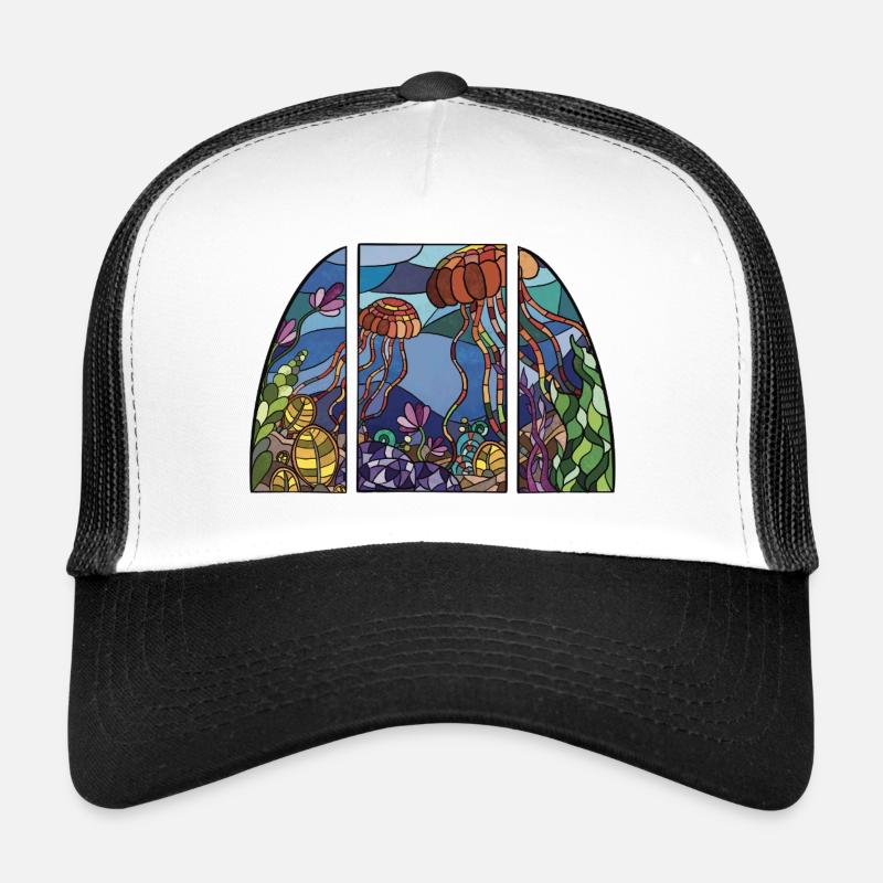 Jellyfish_Window_2 - Trucker Cap - Weiß/Schwarz