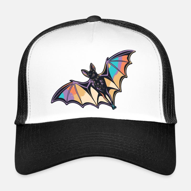 Stylized Rainbow Bat Trucker Cap