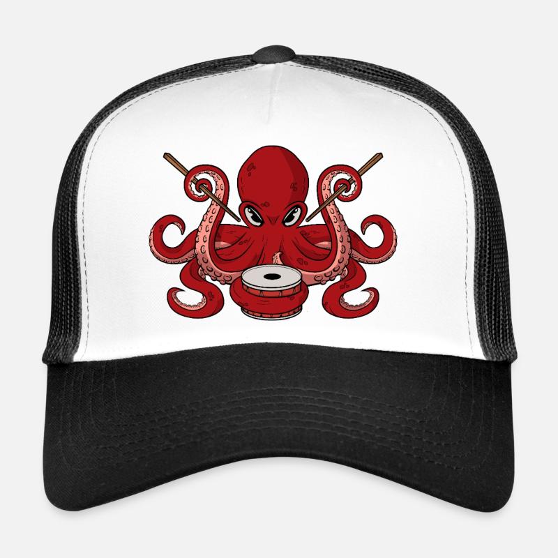 Funny Octopus Drummer Cool Percussion Musician Dad Trucker Cap