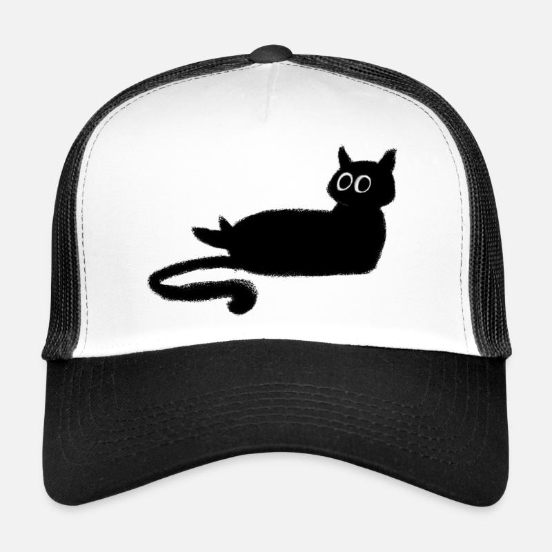Charcoal Black Cat - Trucker Cap - white/black