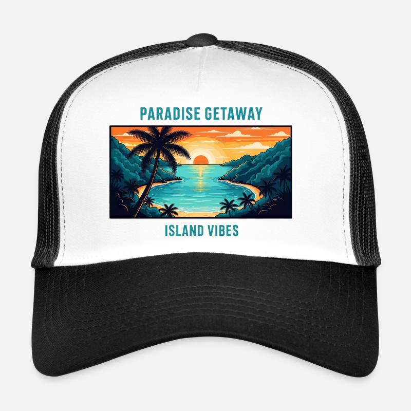 Bahamas, îles paradisiaques, plage tropicale, palmier de soleil Casquette trucker 