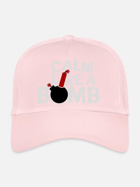 Calme comme une bombe Paradoxe Ironie Humour Blague explosive - Casquette trucker  - rose pâle - Devant