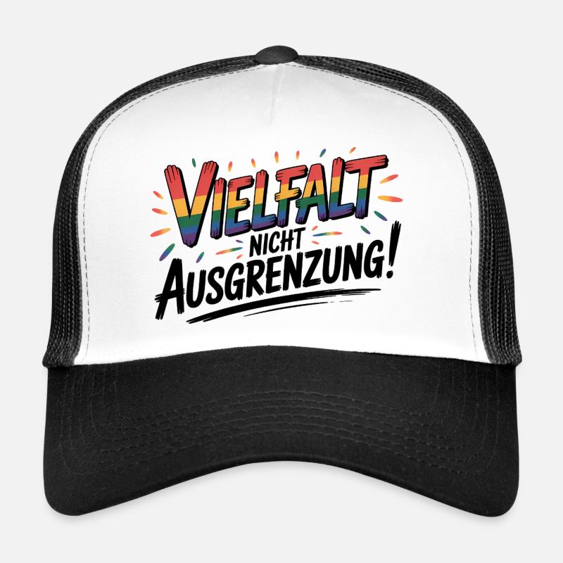 Vielfalt statt Ausgrenzung - Cool Pride Logo - Trucker Cap - Weiß/Schwarz