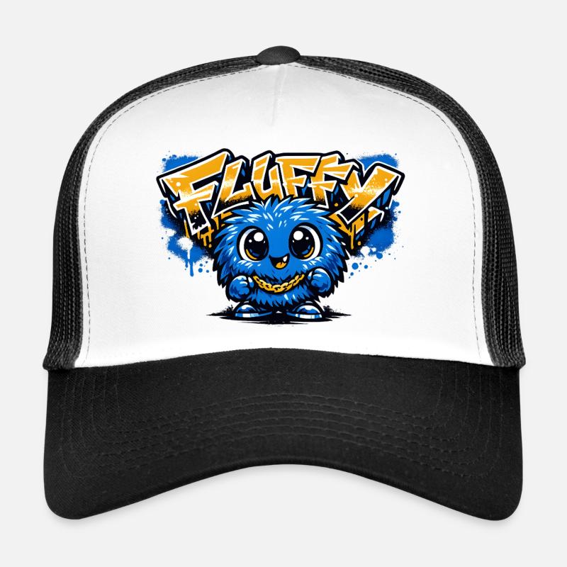 Fluffy Graffiti Blaues Maskottchen Trucker Cap