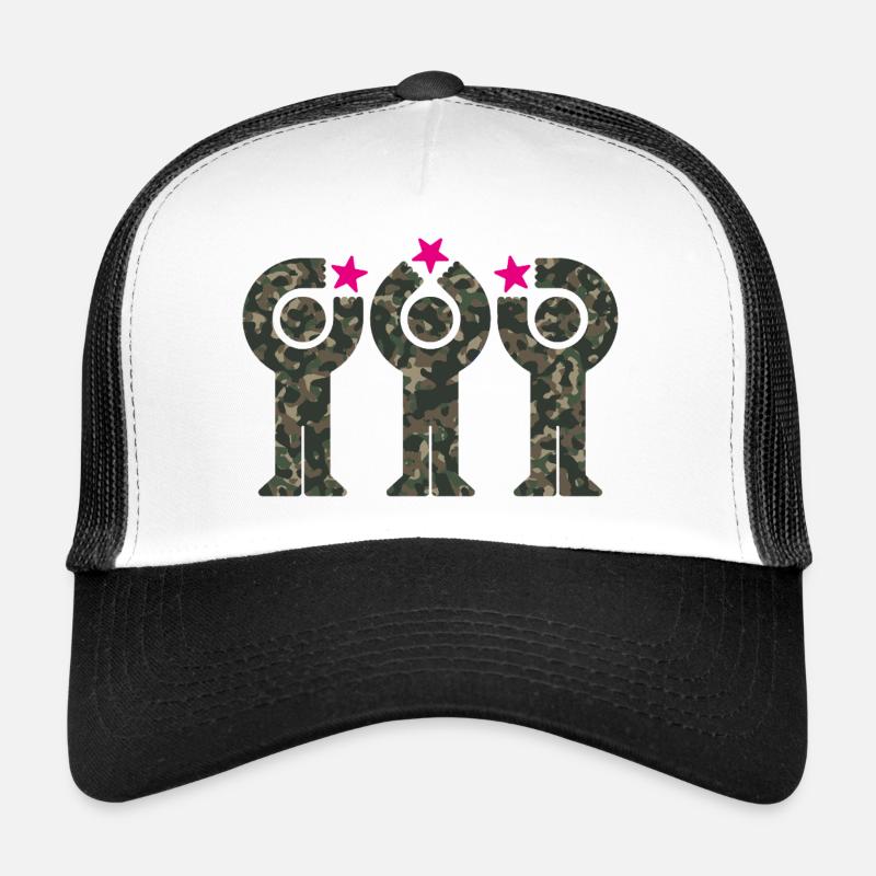 Figurines camouflage avec étoiles roses Casquette trucker 