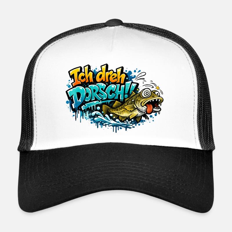 Ich dreh Dorsch Graffiti Fisch Trucker Cap
