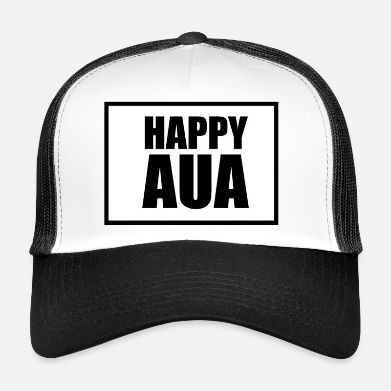 Happy AUA Typography Design - Trucker Cap - white/black