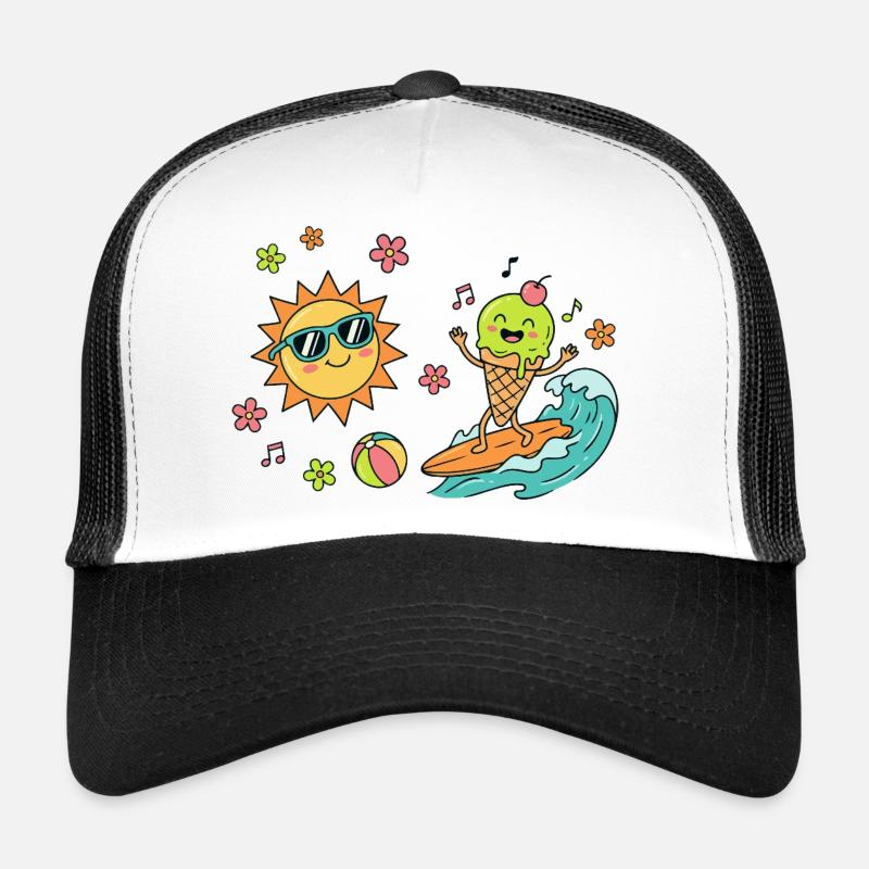 Sonne Surf Kugeleis Badespaß Sommerzeit Hitzefrei Trucker Cap