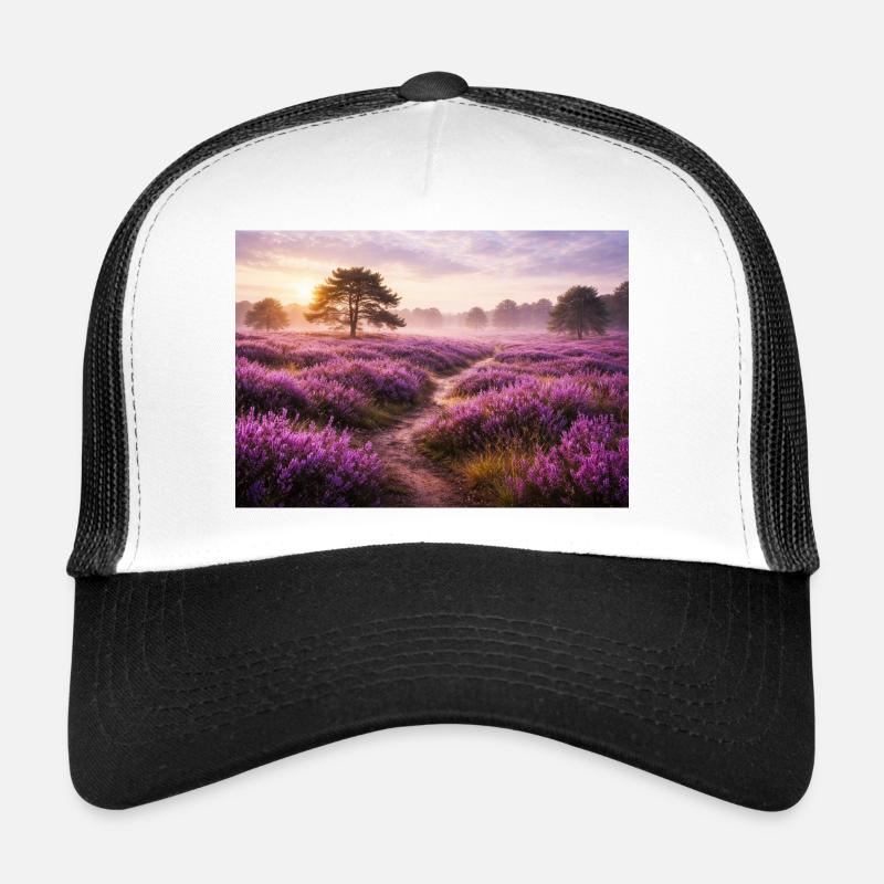 Lavender field at sunrise Trucker Cap