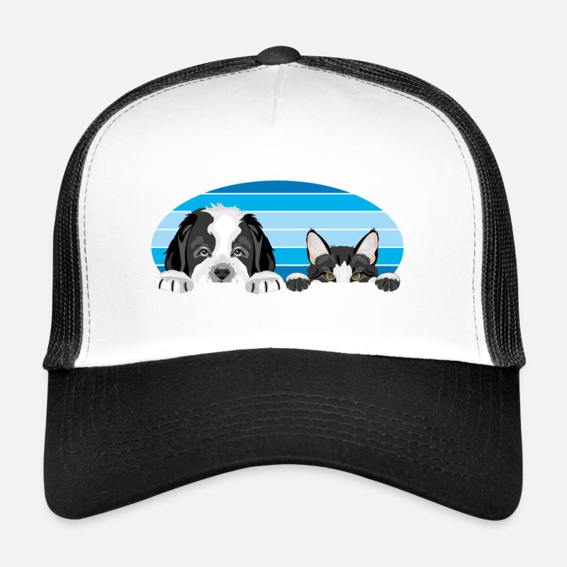 Spannender Bernhardinerwelpe und niedliche Katze Trucker Cap