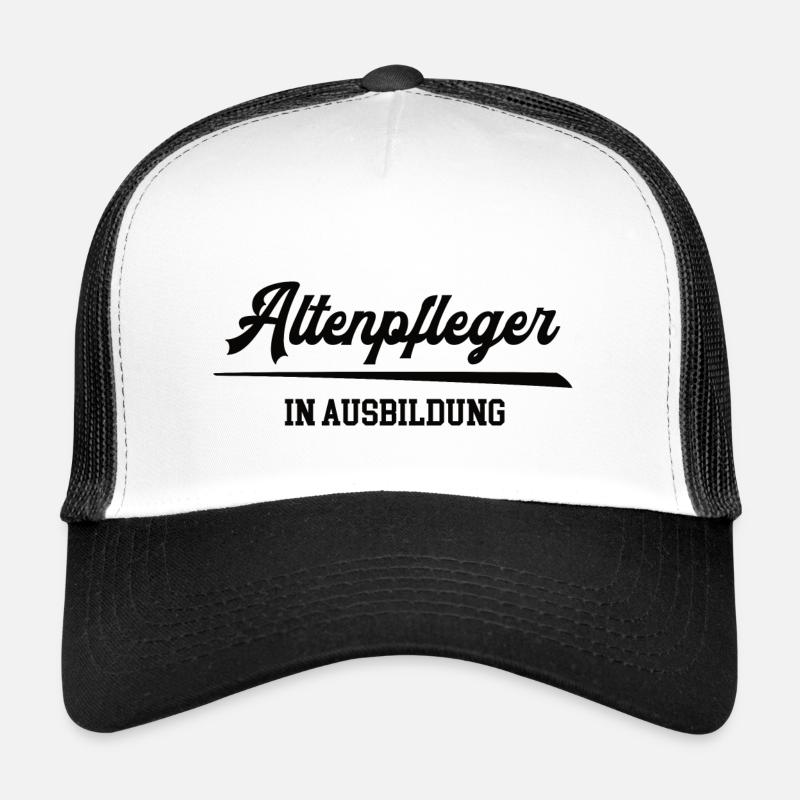 Ausbildung zum Altenpfleger Pfleger Beruf Azubi - Trucker Cap - Weiß/Schwarz