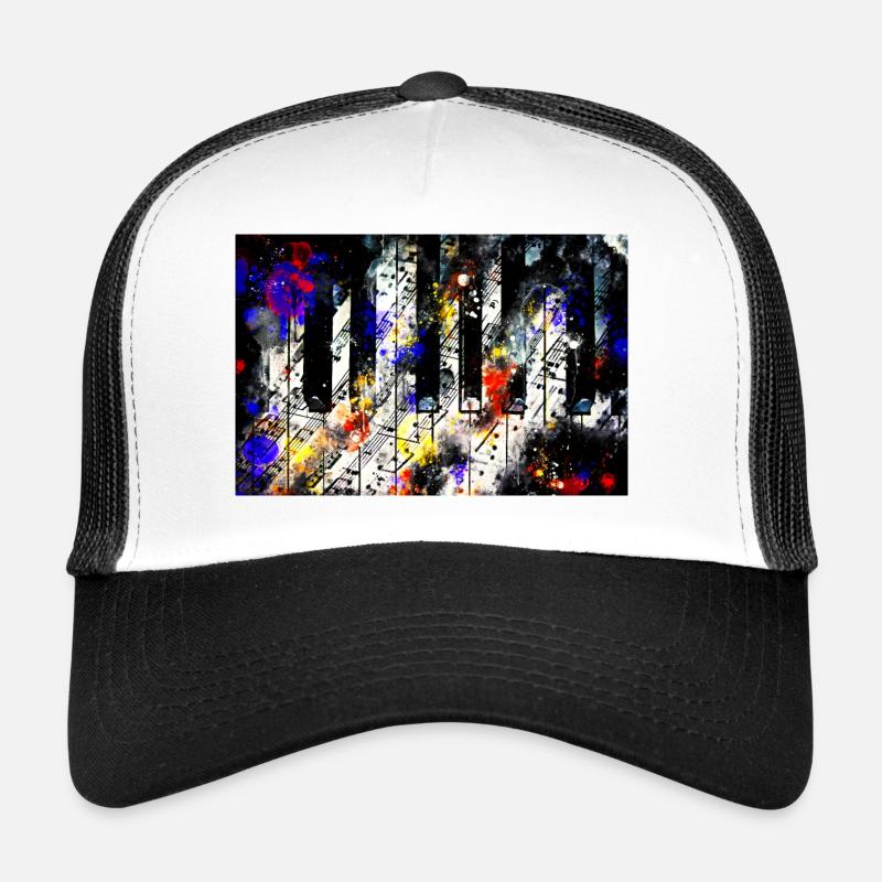Touches de piano et modèle de partition musicale wsstd Casquette trucker 