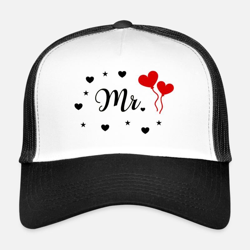 Conception de mariée mariage M. & Mme Just Married - Casquette trucker  - blanc/noir