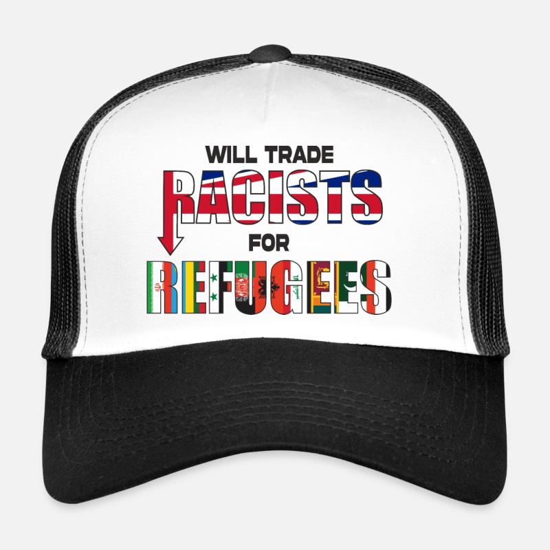 Will Trade Racists for Refugees - Trucker Cap - white/black
