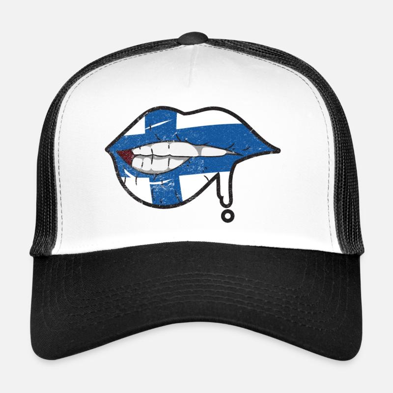 Finnland Flagge Lippen Suomen Lippu - Trucker Cap - Weiß/Schwarz