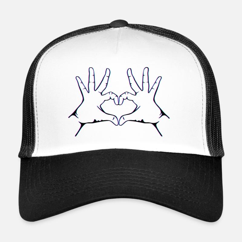 Hand Herz Geste Handherz geste Hand Herzgeste - Trucker Cap - Weiß/Schwarz