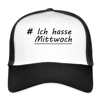 Ich hasse Mittwoch - Trucker Cap - Weiß/Schwarz - Vorne