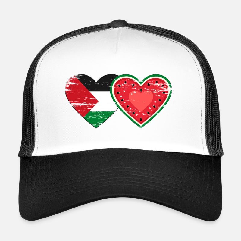 Palestine pastèque drapeau coeur utilisé Casquette trucker 