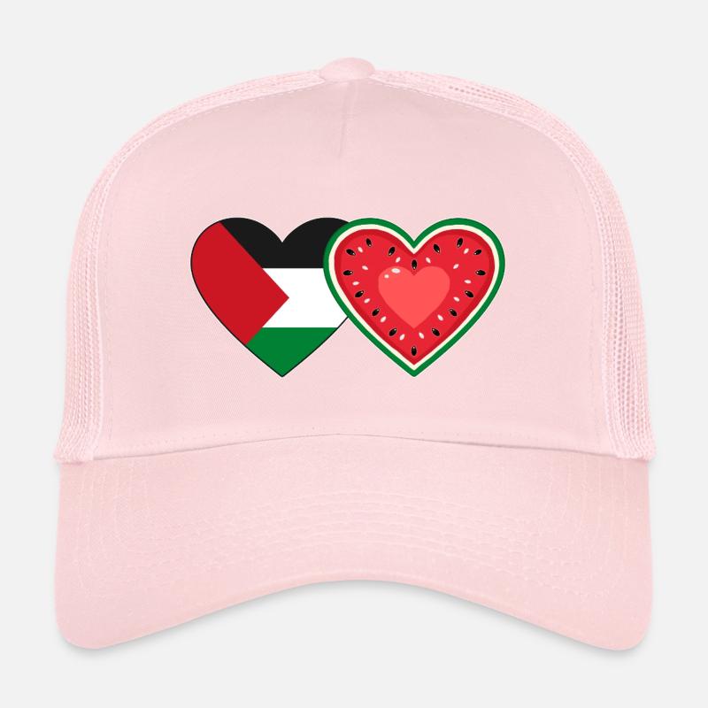 Drapeau pastèque de Palestine Coeur Casquette trucker 