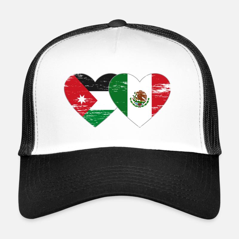 Jordanie Mexique Drapeau Coeur Utilisé Casquette trucker 