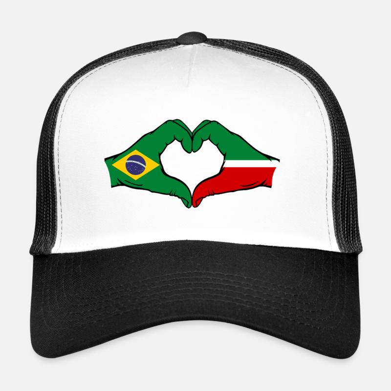 Brésil Tatarstan Drapeau Mains Coeur Forme Casquette trucker 