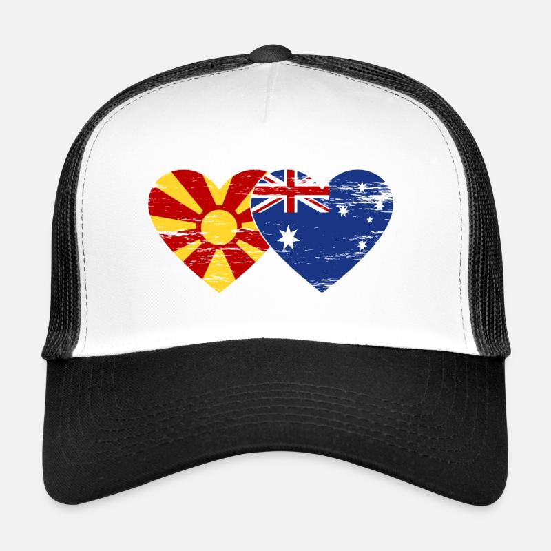 Macédoine Australie Drapeau Coeur Utilisé Casquette trucker 