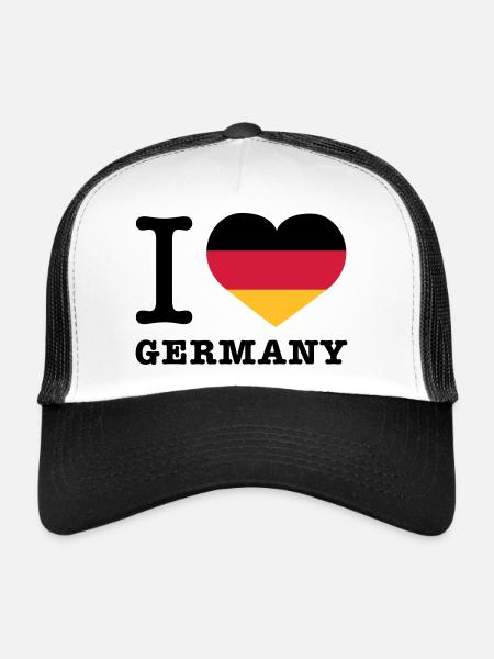 I love Germany | Herz | Heart - Casquette trucker  - blanc/noir - Devant