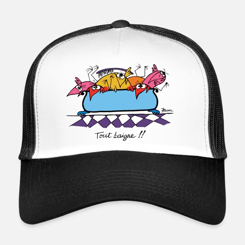Tout baigne !! - Casquette trucker  - blanc/noir